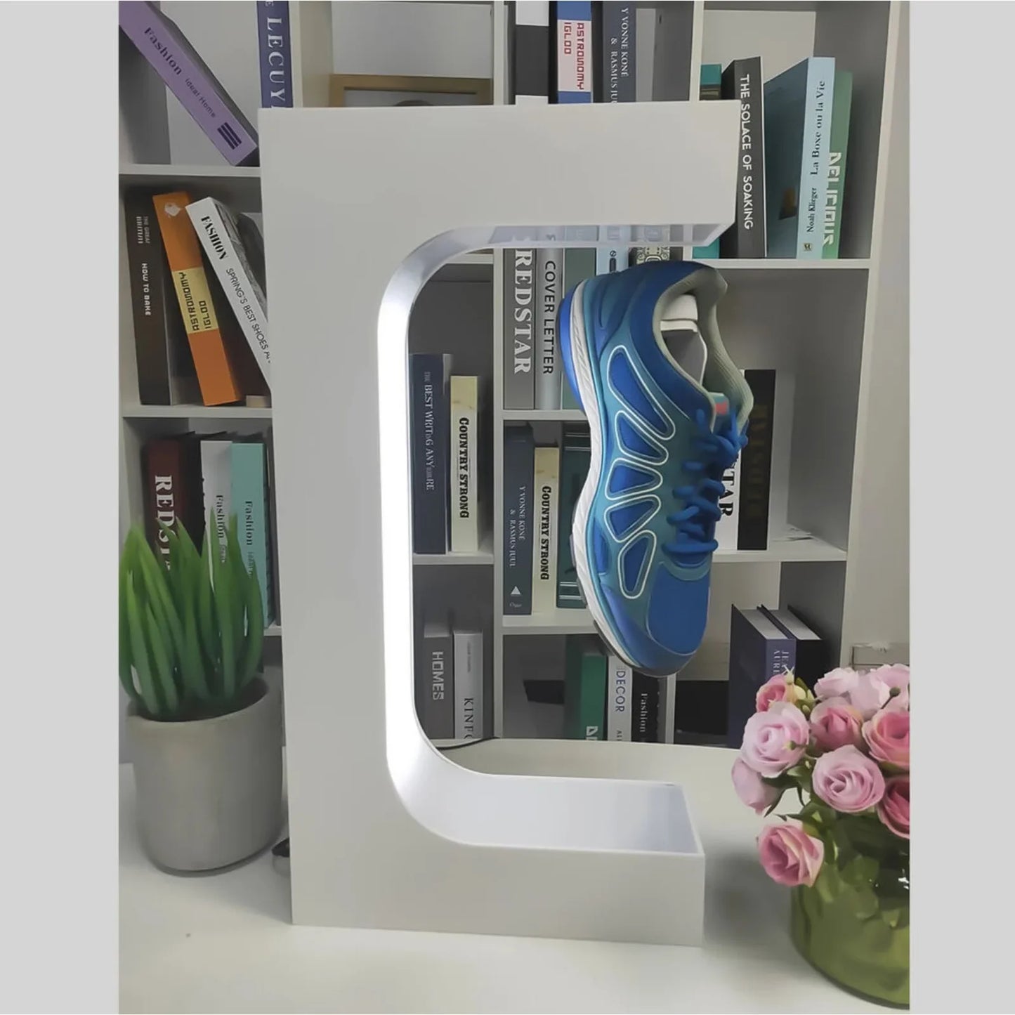 LED Magnetic Floating Shoe Levitation Stand: 360° Rotating Sneaker Display