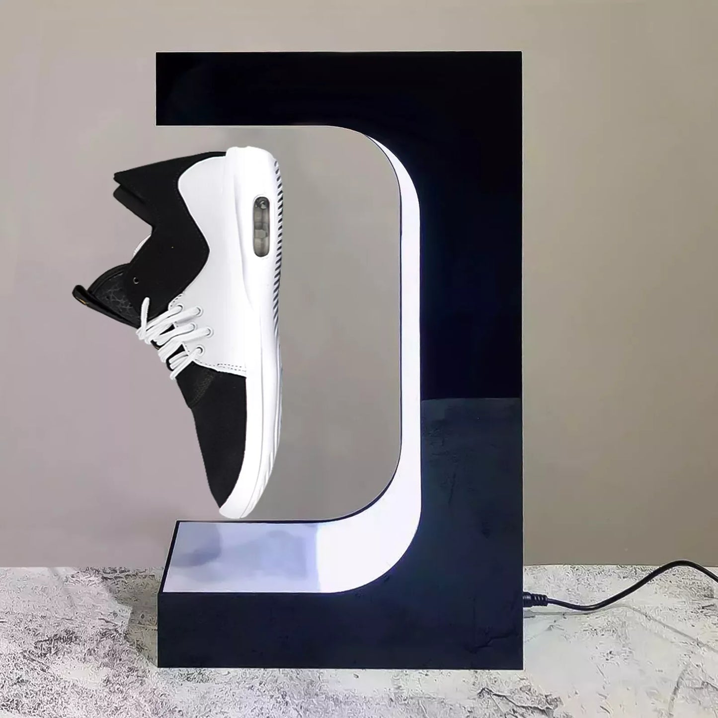 LED Magnetic Floating Shoe Levitation Stand: 360° Rotating Sneaker Display